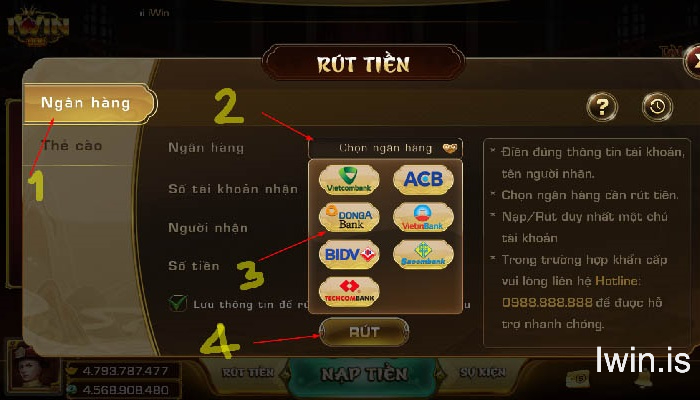 Rút tiền tự động tại Iwin68 tốc độc cực nhanh